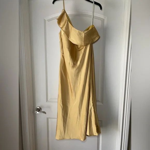 Dresses | One Shoulder Midi Gold Bridesmaid Dress | Poshmark